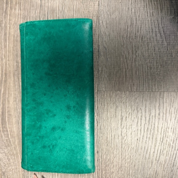 💚 Yves Saint Laurent YSL Green Leather Long Wallet - Picture 3 of 10